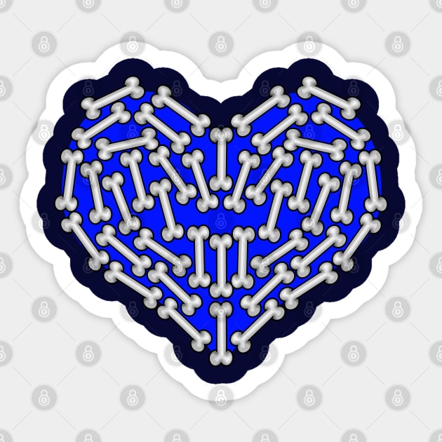 Blue Heart made of Bones Sticker by ArtsoftheHeart